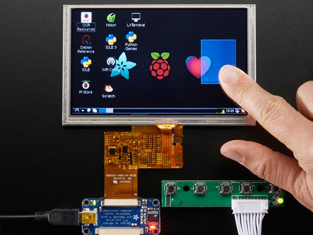 HDMI 4 Pi 5 Display w Touch and Mini Driver 800x480 HDMI for Raspberry Pi Robots Cyprus Nicosia Limassol Famagusta Paphos Larnaca front