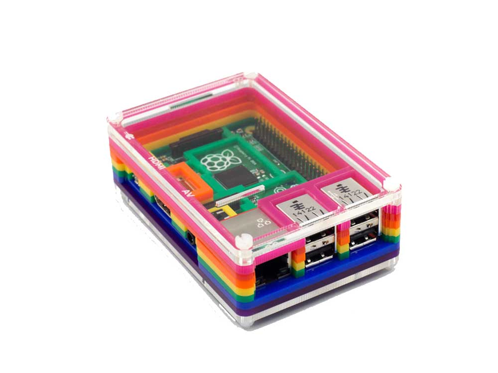 Rainbow Pibow Θήκη για Raspberry Pi Model B+ 2 Robots Cyprus Nicosia Limassol Famagusta Paphos Larnaca angle