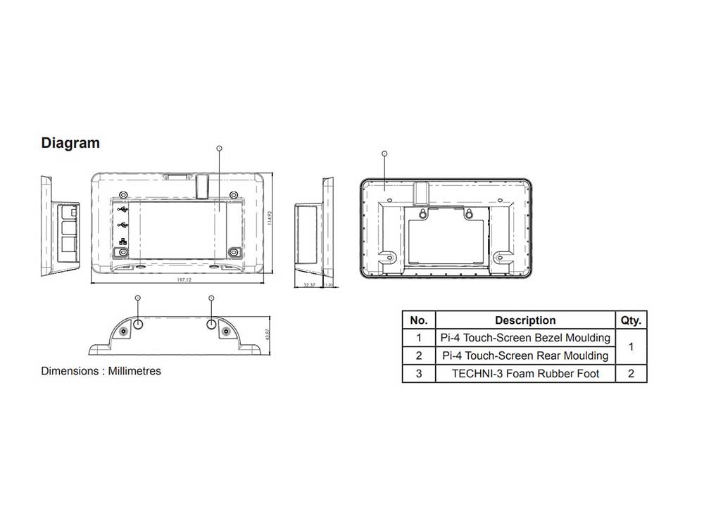 Raspberry Pi 7 Touchscreen Display Case - White for Raspberry Pi 4 Robots Cyprus Nicosia Limassol Famagusta Paphos Larnaca diagram