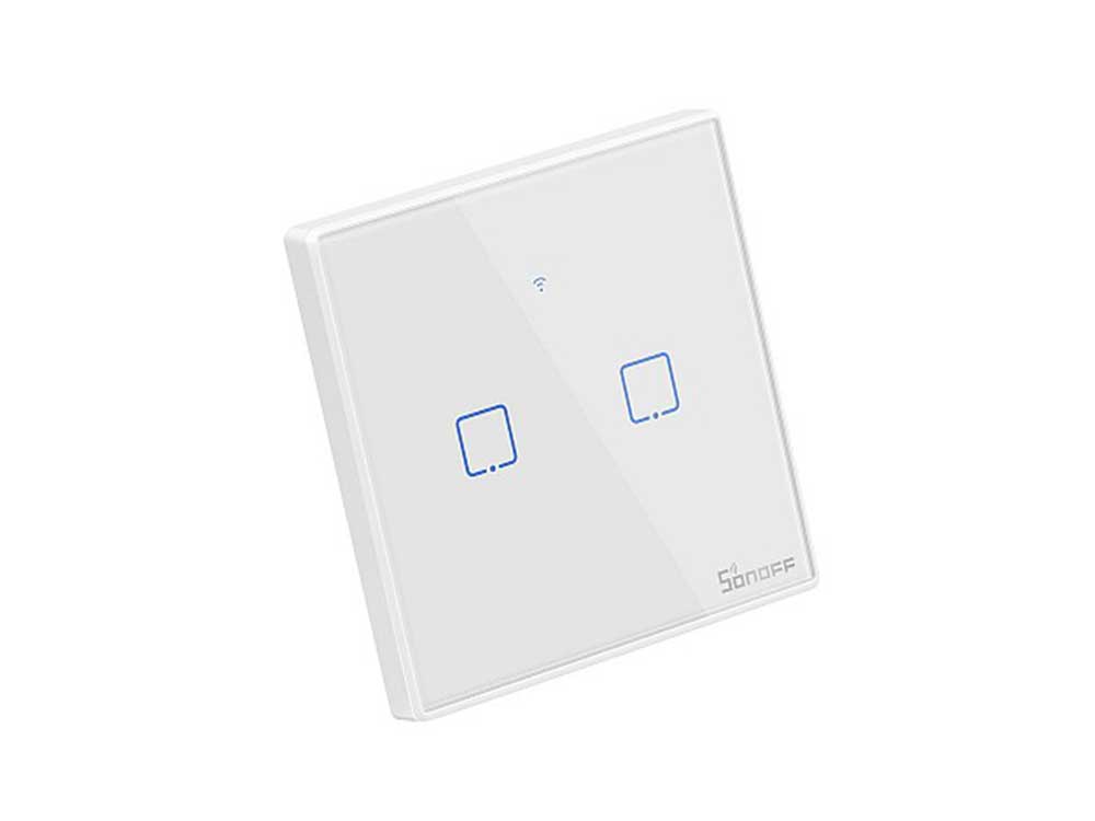 Sonoff T2 UK 2C WiFi Smart Wall Touch Switch White Robots Cyprus Nicosia Limassol Famagusta Paphos Larnaca angle