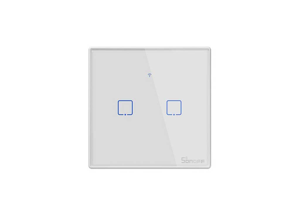 Sonoff T2 UK 2C WiFi Smart Wall Touch Switch White Robots Cyprus Nicosia Limassol Famagusta Paphos Larnaca front