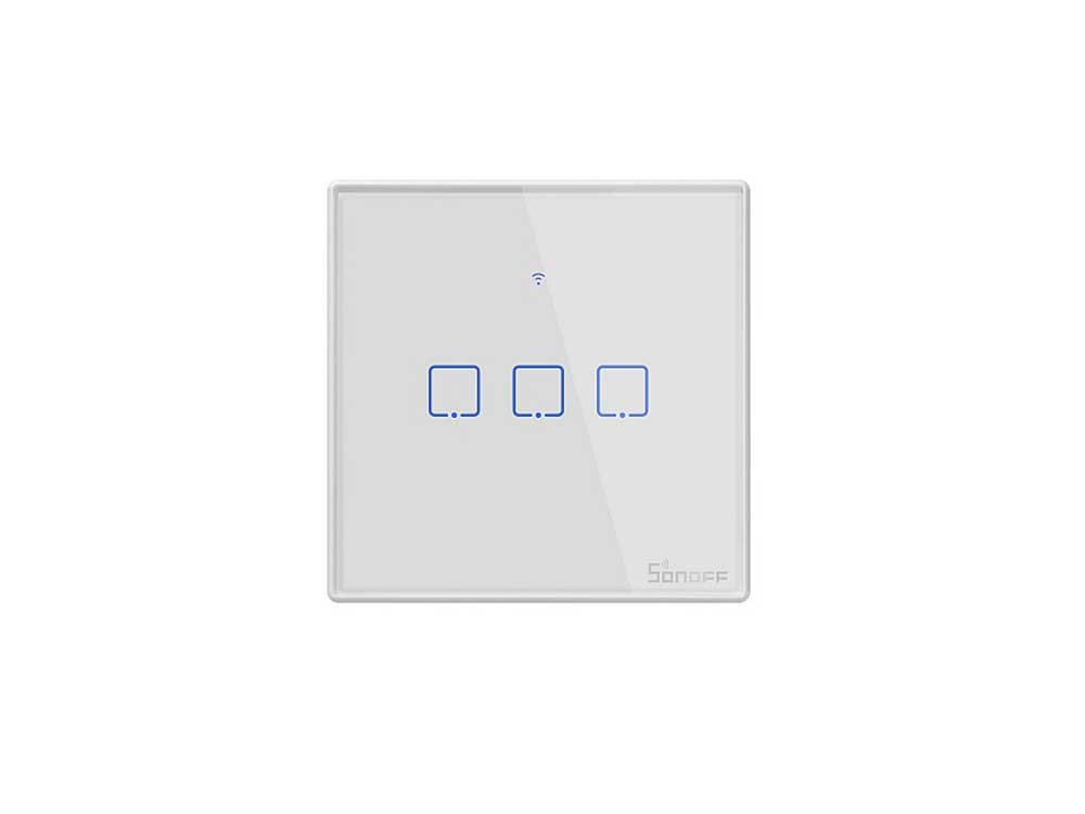 Sonoff T2 UK 3C WiFi Smart Wall Touch Switch White Robots Cyprus Nicosia Limassol Famagusta Paphos Larnaca front