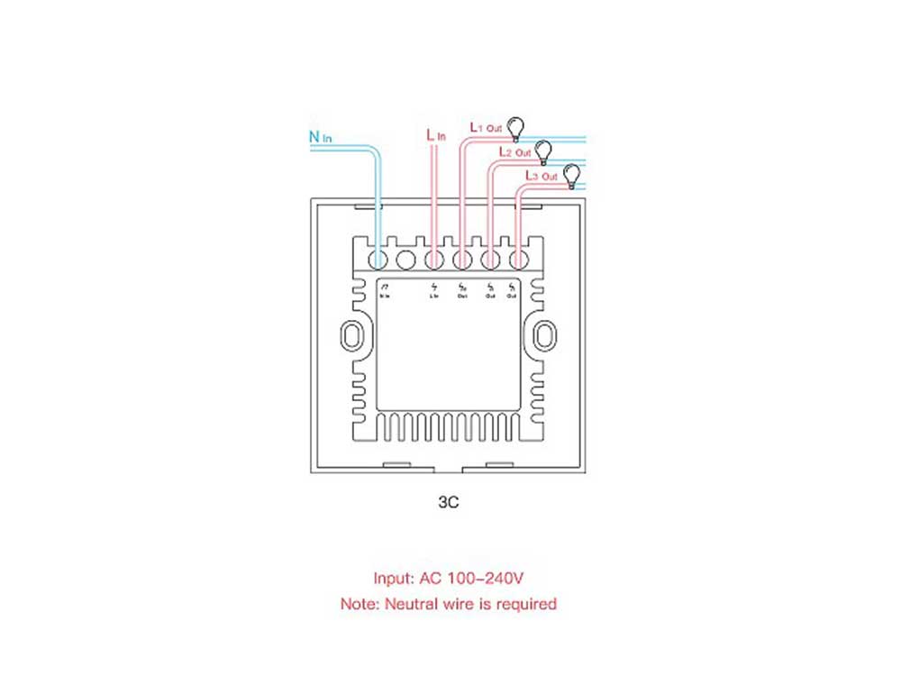 Sonoff T3 UK 3C WiFi Smart Wall Touch Switch Black Robots Cyprus Nicosia Limassol Famagusta Paphos Larnaca scheme