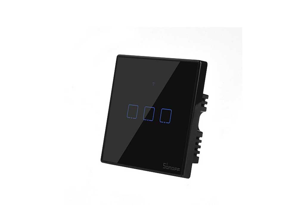 Sonoff T3 UK 3C WiFi Smart Wall Touch Switch Black Robots Cyprus Nicosia Limassol Famagusta Paphos Larnaca angle on