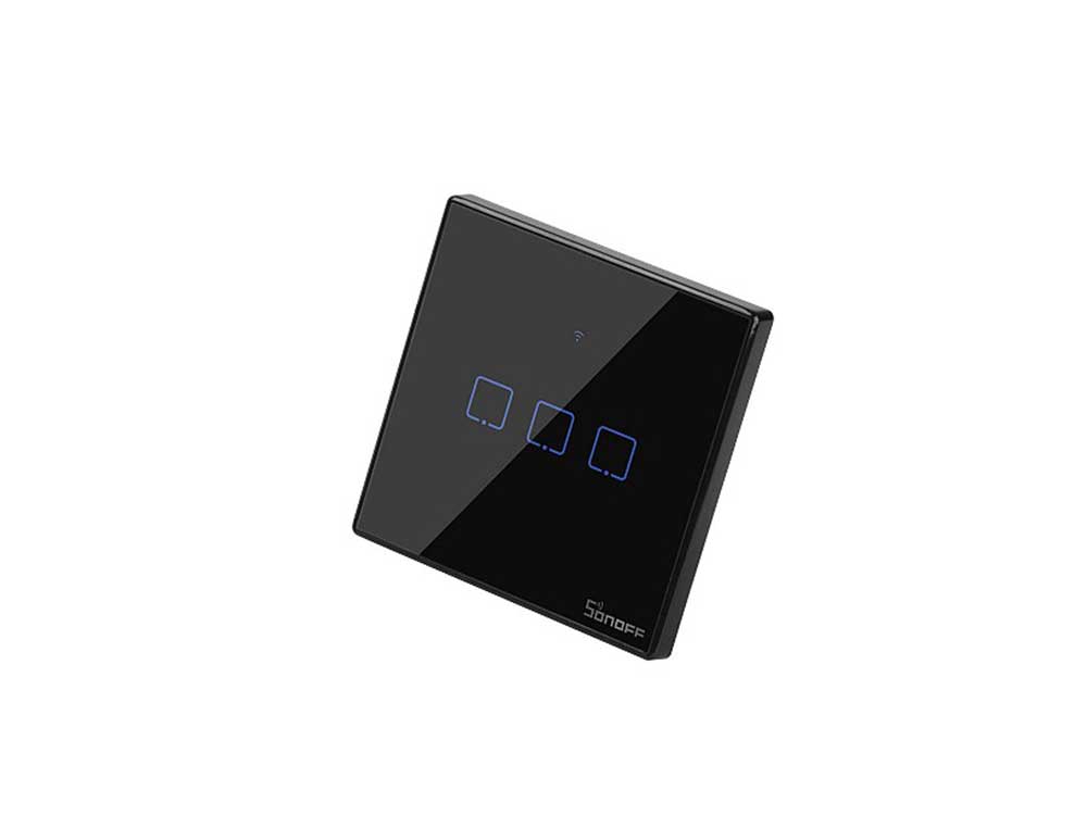 Sonoff T3 UK 3C WiFi Smart Wall Touch Switch Black Robots Cyprus Nicosia Limassol Famagusta Paphos Larnaca angle