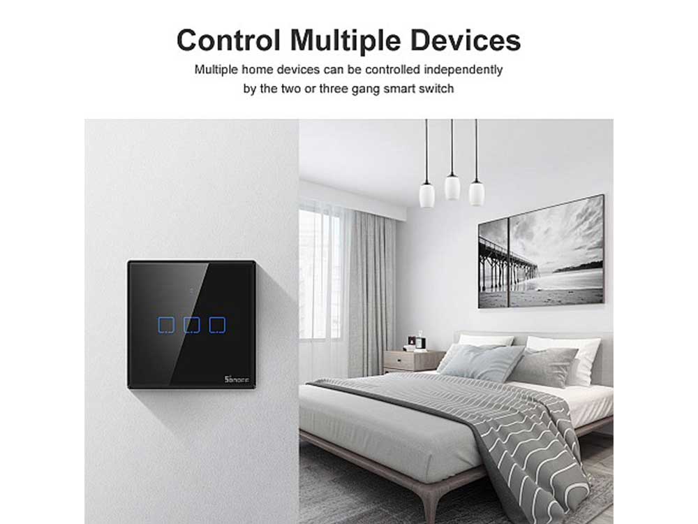 Sonoff T3 UK 3C WiFi Smart Wall Touch Switch Black Robots Cyprus Nicosia Limassol Famagusta Paphos Larnaca multi devices