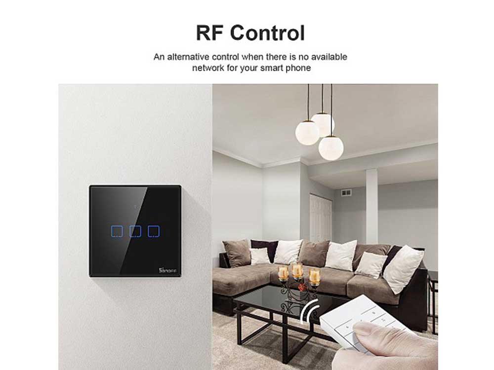 Sonoff T3 UK 3C WiFi Smart Wall Touch Switch Black Robots Cyprus Nicosia Limassol Famagusta Paphos Larnaca rf control