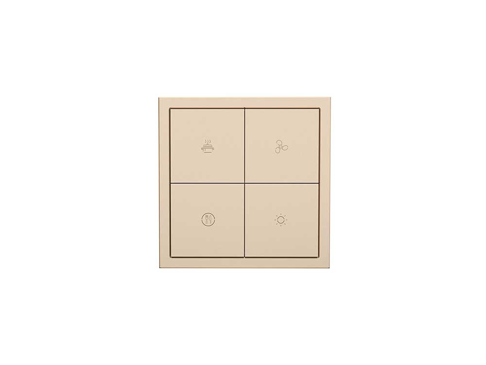 HDL Panel Tile Series 4 Button Smart Panel Champagne Gold HDL-MPT4RA.1 Robots Cyprus Nicosia Limassol Famagusta Paphos Larnaca front