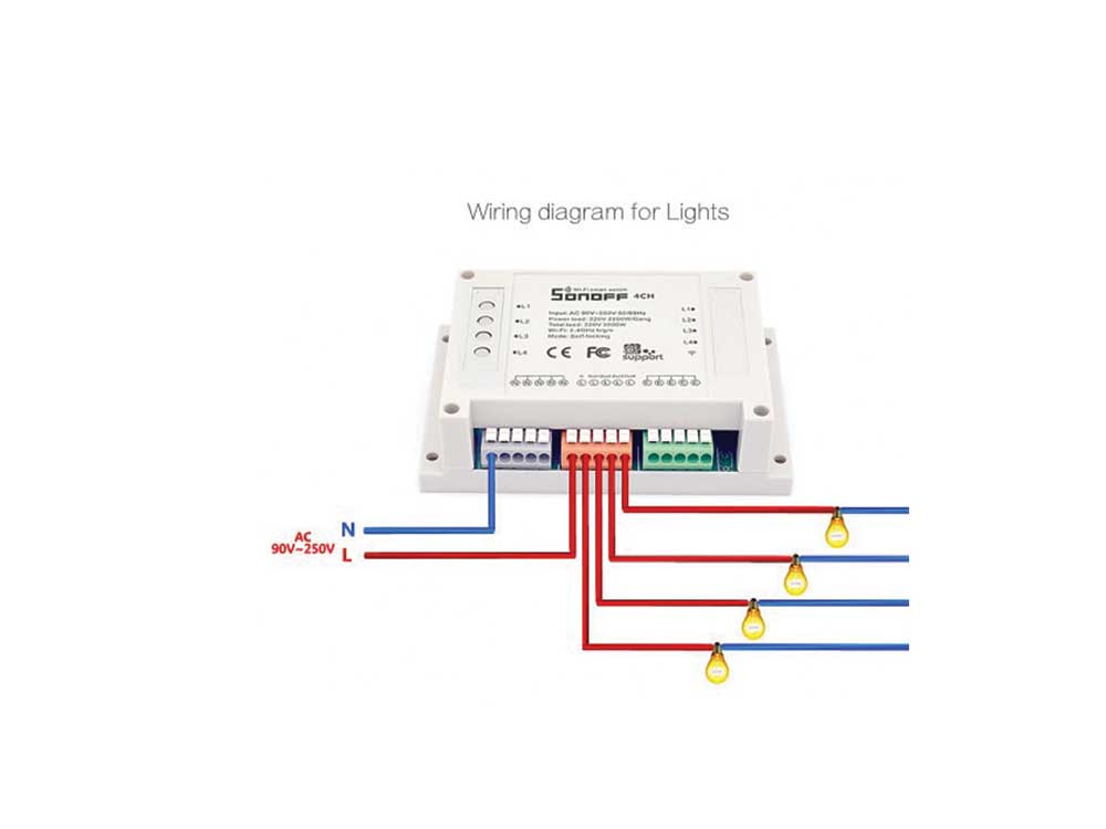 Sonoff 4CH R2 WiFi Smart Switch Robots Cyprus Nicosia Limassol Famagusta Paphos Larnaca diagram