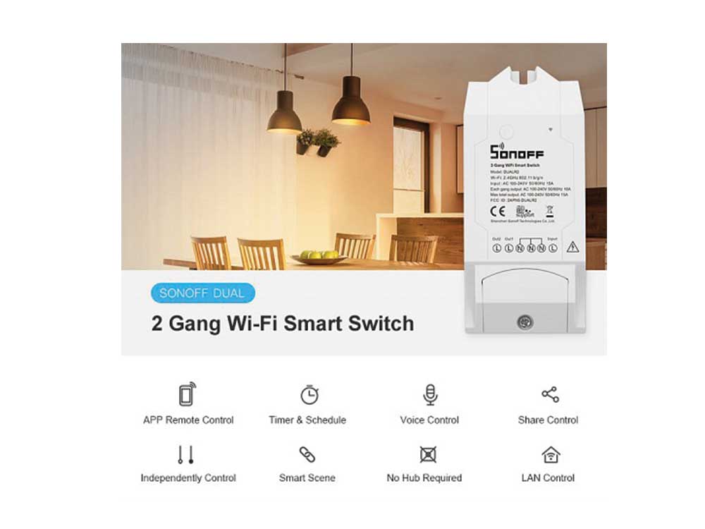 Sonoff Dual R216A Wifi Smart Switch Robots Cyprus Nicosia Limassol Famagusta Paphos Larnaca wifi