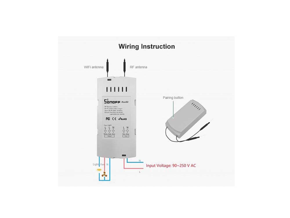 Sonoff IFAN03 3A Wi-Fi Ceiling Fan-Light Controller Robots Cyprus Nicosia Limassol Famagusta Paphos Larnaca wiring