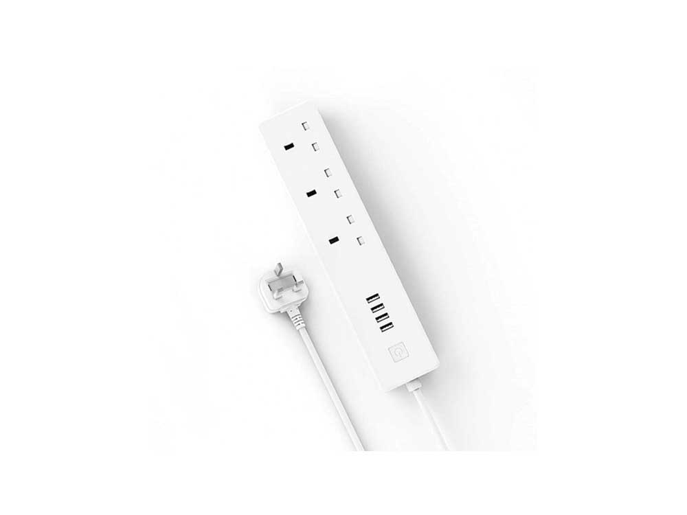 WOOX R4517 Wi-Fi Smart Powerstrip 3xUK Outlet & 4xUSB 5V 4A Robots Cyprus Nicosia Limassol Famagusta Paphos Larnaca front