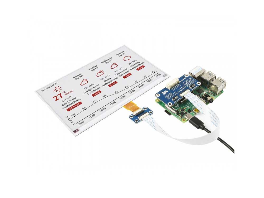 Pi Display e-Paper 7 5 Robots Cyprus Nicosia Limassol Famagusta Paphos Larnaca angle with board