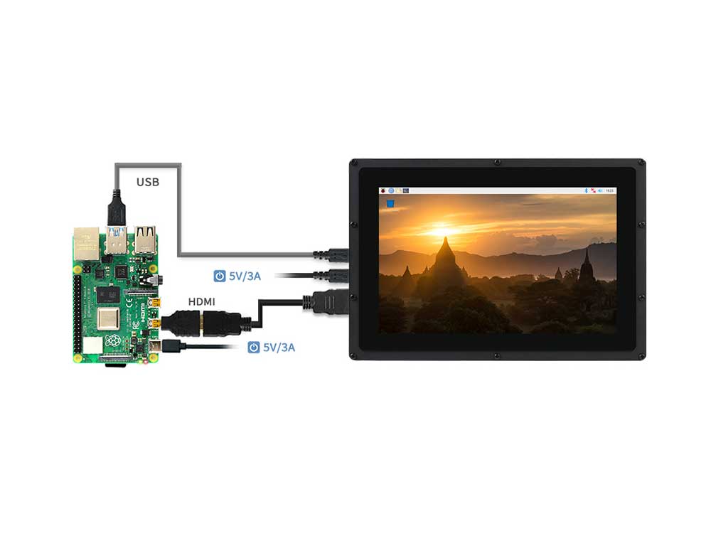 Rasberry Pi Display 10 HDMI 1280 800 IPS Capacitive Touchscreen USB Robots Cyprus Nicosia Limassol Famagusta Paphos Larnaca cables