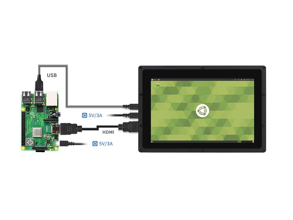 Rasberry Pi Display 10 HDMI 1280 800 IPS Capacitive Touchscreen USB Robots Cyprus Nicosia Limassol Famagusta Paphos Larnaca hdmi cables