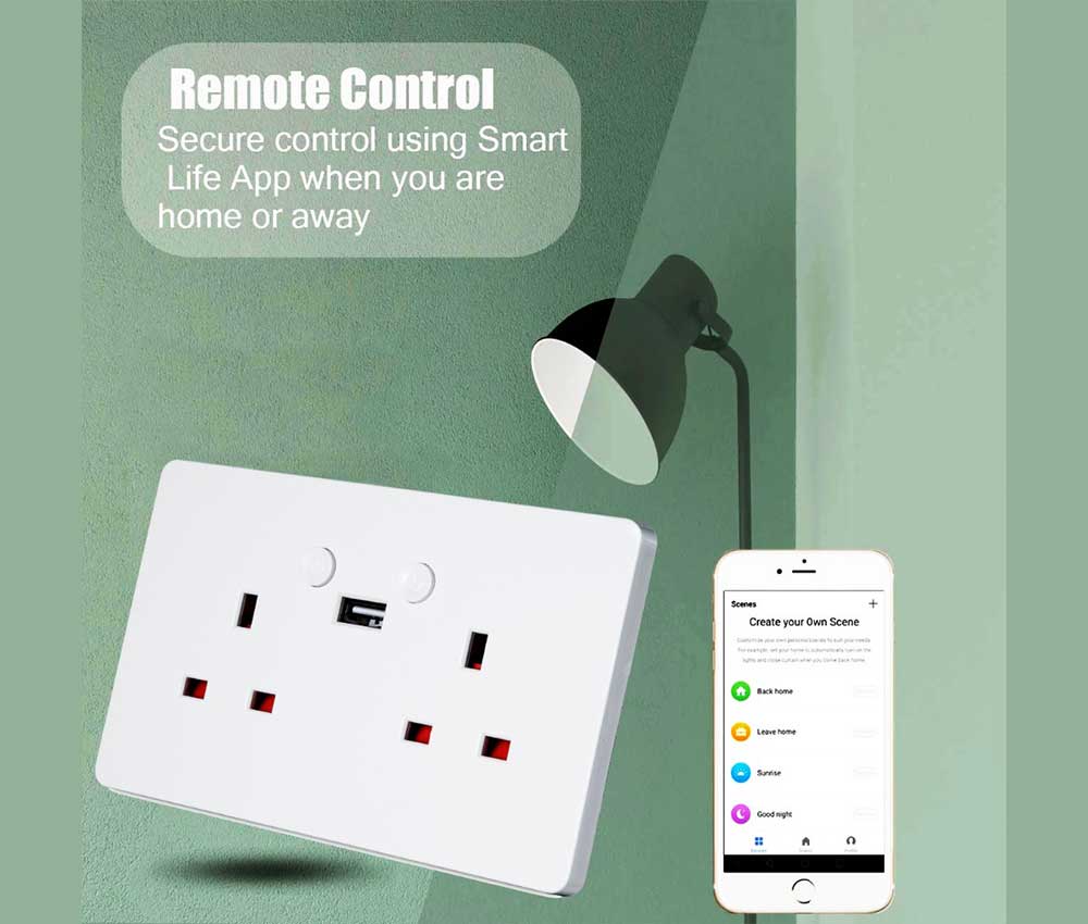 Robots Cyprus Smart Home Series UK Wall Double Socket Wifi Robots Cyprus Nicosia Limassol Famagusta Paphos Larnaca remote control